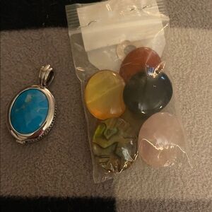 Silver Pendant with Interchangeable Stones